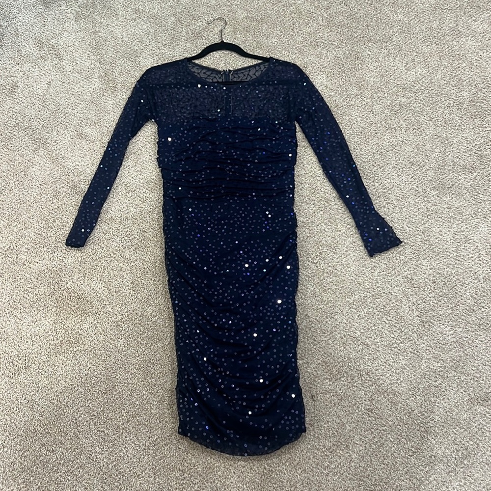 Tadashi Shoji sequin navy cocktail dress